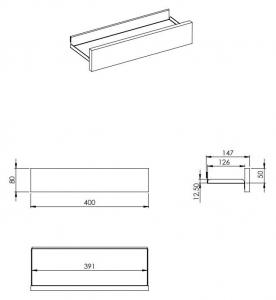 AREZZO design univerzális polc bármely modellhez 40 cm, mf fehér