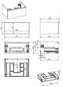 AREZZO design MONTEREY 60 cm-es alsószekrény 1 fiókkal Matt Kék színben, szifonkivágással