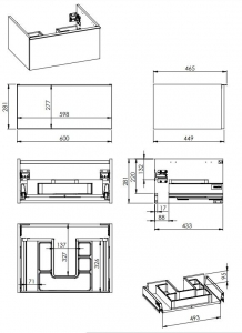 AREZZO design MONTEREY 60 cm-es alsószekrény 1 fiókkal Lincoln dió színben, szifonkivágással