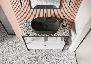 AREZZO design TERRAZZO márvány mosdópult 60/46/2 fekete matt