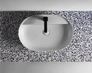 AREZZO design TERRAZZO márvány mosdópult 160/46/2 fekete matt