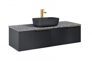 AREZZO design MONTEREY GLASS 120 cm-es alsószekrény 2 fiókkal, fekete színben