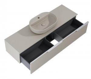 AREZZO design MONTEREY GLASS 160 cm-es alsószekrény 2 fiókkal, beige színben