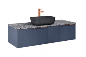 AREZZO design MONTEREY GLASS 120 cm-es alsószekrény 2 fiókkal, kék színben