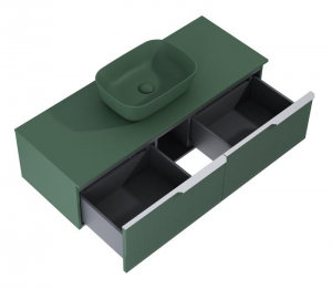 AREZZO design MONTEREY GLASS 120 cm-es alsószekrény 2 fiókkal, zöld színben