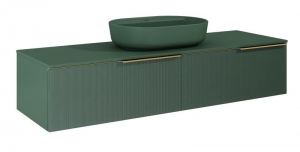 AREZZO design MONTEREY GLASS 160 cm-es alsószekrény 2 fiókkal, zöld színben