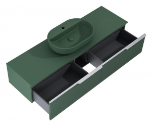 AREZZO design MONTEREY GLASS 160 cm-es alsószekrény 2 fiókkal, zöld színben