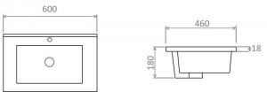 AREZZO design Medford 60x46 beépíthető mosdó