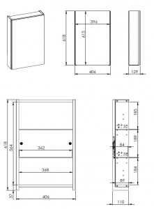 AREZZO design Tükrös szekrény BASIC 40,1 ajtó