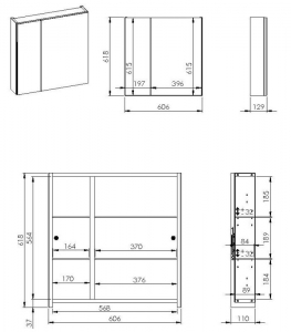 AREZZO design Tükrös szekrény BASIC 60,2 ajtó