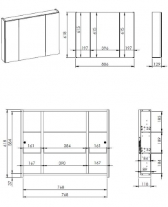 AREZZO design Tükrös szekrény BASIC 80,3 ajtó