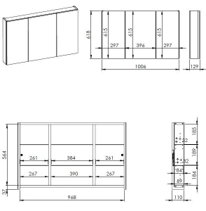 AREZZO design Tükrös szekrény BASIC 100,3 ajtó