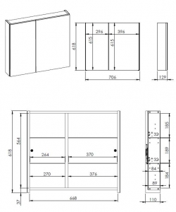 AREZZO design Tükrös szekrény BASIC 70,2 ajtó