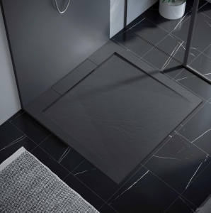 AREZZO design STONE pala hatású öntött márvány zuhanytálca, 90x90 cm-es, fekete (2 doboz)