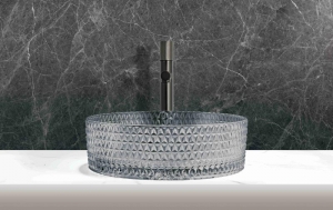 AREZZO design GLAM üveg mosdó, világos szürke
