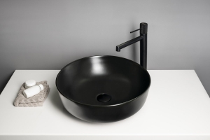 RONDEA 41 cm pultra ültethető kerámiamosdó, matt fekete