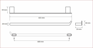 BEMETA ORGANIC fali törölközőtartó, 640x20x59mm, króm