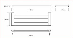 BEMETA ORGANIC fali törölközőtartópolc, 640x20x214mm, króm