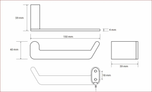 BEMETA ORGANIC fali WC-papírtartó, 152x41x59mm, króm