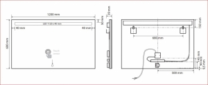 BEMETA TÜKRÖK tükör LED világítással, 1200x600x39mm, 4,99W