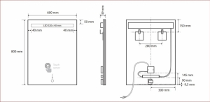 BEMETA TÜKRÖK tükör LED világítással, 600x800x39mm, 4,99W