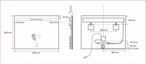 BEMETA TÜKRÖK tükör LED világítással, 800x600x39mm, 4,99W