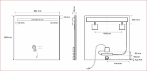 BEMETA TÜKRÖK tükör LED világítással, 800x800x39mm, 4,99W