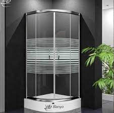 Vela Banyo zuhanykabin, csíkos üveggel /rádiusz 500 mm/