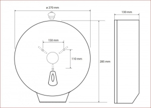 BEMETA HOTEL Jumbo-roll WC papíradagoló, 270x285x130mm, ABS/fehér