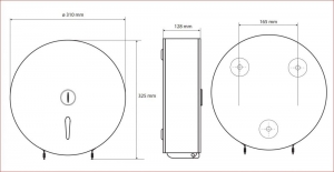 BEMETA HOTEL Jumbo-roll WC papíradagoló, 310x325x128mm, inox/matt