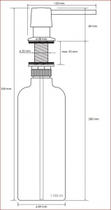 BEMETA HOTEL Beépíthető szappanadagoló, felültöltős, 55x270x125mm, 1100ml