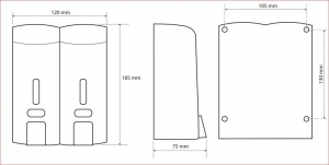 BEMETA HOTEL Dupla szappanadagoló, 120x185x75mm, 2x300ml, poírozott/ABS