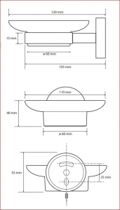 BEMETA HEMATIT fali szappantartó, 110x55x105mm