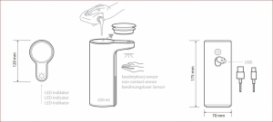 BEMETA HOTEL automata szappanadagoló, 132x224x162mm, 300ml, INOX