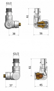 AREZZO design CORNERPEX/VISION radiátor szelep fehér, bal AR-CORNERPEX-W-L