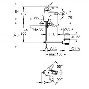 Grohe EUROSTYLE bide csaptelep, fehér