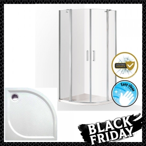 Wellis Scorpio 90x90 íves zuhanykabin + Öntöttmárvány zuhanytálca Black Friday csomag
