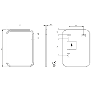 CETIS tükör LED világítással, 60x80cm, matt fekete (CT080)