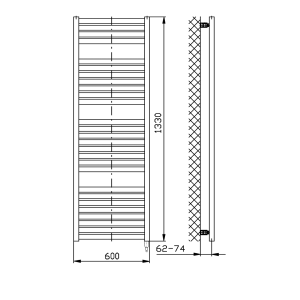 TONDI-E elektromos fürdőszobai radiátor, 600x1330 mm, 600W, fehér (DE480T)