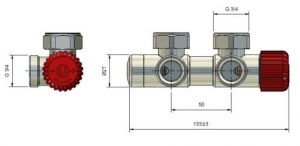 AREZZO design DUOPEX/TWINS radiátor szelep fekete, bal AR-DUOPEX-B-L