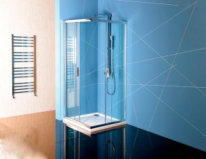 Polysan Easy Line szögletes tolóajtós zuhanykabin átlátszó üveggel