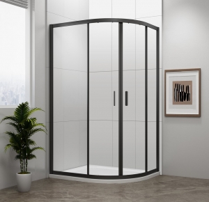 POLYSAN EASY LINE BLACK íves zuhanykabin, 900x800mm, matt fekete profil/transzparent üveg