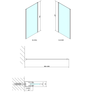 POLYSAN EASY LINE oldalfal, 1000mm, BRICK üveg