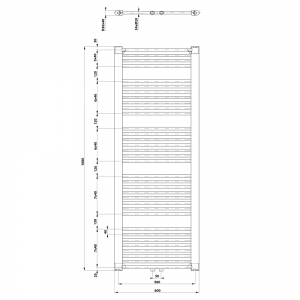 DIRECT Fürdőszobai radiátor, középső bekötéssel, 600x1680mm, 1013W, fehér (ELM66T)