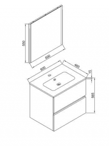 Wellis ELOIS White 60 bútor szett / bútor+mosdó+tükör /