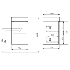 EMONA mosdótartó szekrény, 39,4x55x39cm, fényes fehér