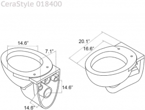 CeraStyle LILA porcelán fali WC - mély öblítés, ülőke nélkül