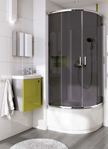 Deante Funkia félköríves zuhanykabin tálca nélkül grafit üveggel, 80x80x170 cm (KYP454K)
