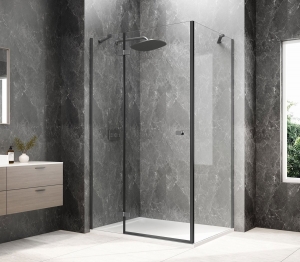 Sapho GLOBE GUN METAL nyílóajtó oldalfallal, transzparent üveg