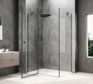 Sapho GLOBE GUN METAL nyílóajtó oldalfallal, transzparent üveg